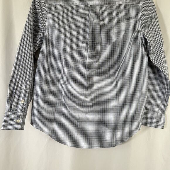 Ralph Lauren Dress Shirt Boy medium 10 12 White Blue Plaid Button Up Long Sleeve - Picture 9 of 9